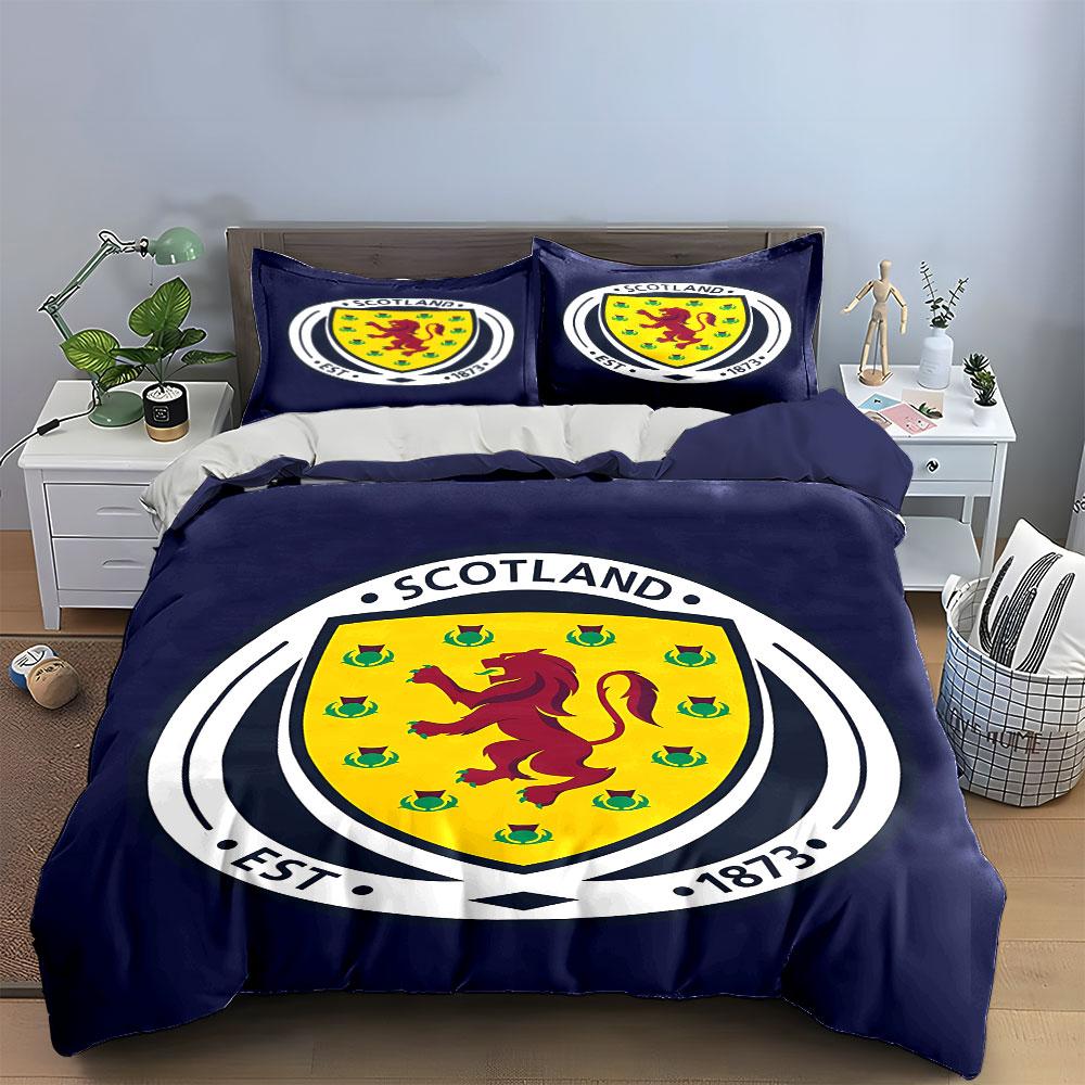 Set Biancheria da Letto Emblema Scozia Set Copripiumino Copripiumino Federe (1 * Copripiumino 2 * Federe, senza piumino)