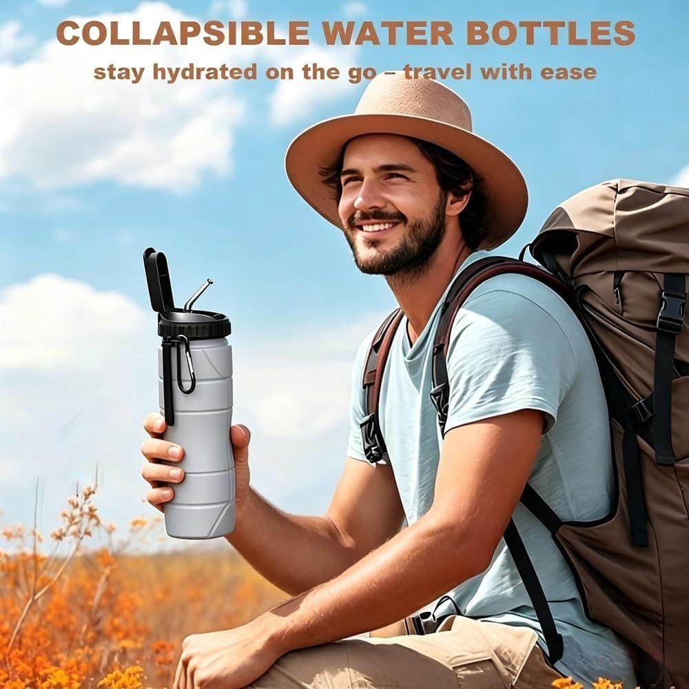 Collapsible Water Bottle Leakproof Seal Travel Water Bottle BPA Free Straw Bottle Cycling