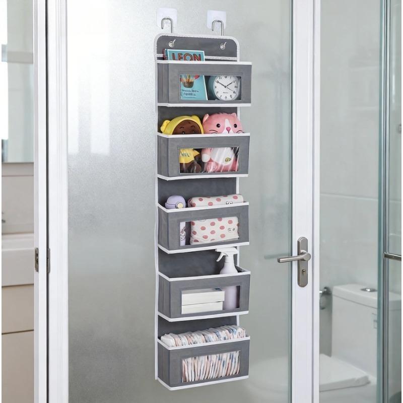 5-Shelf Hanging Door Organizer with 5 Large Pockets-Space-Saving Storage for Bedroom,Bathroom&Pantry,Anti-Tilt Design,Durable