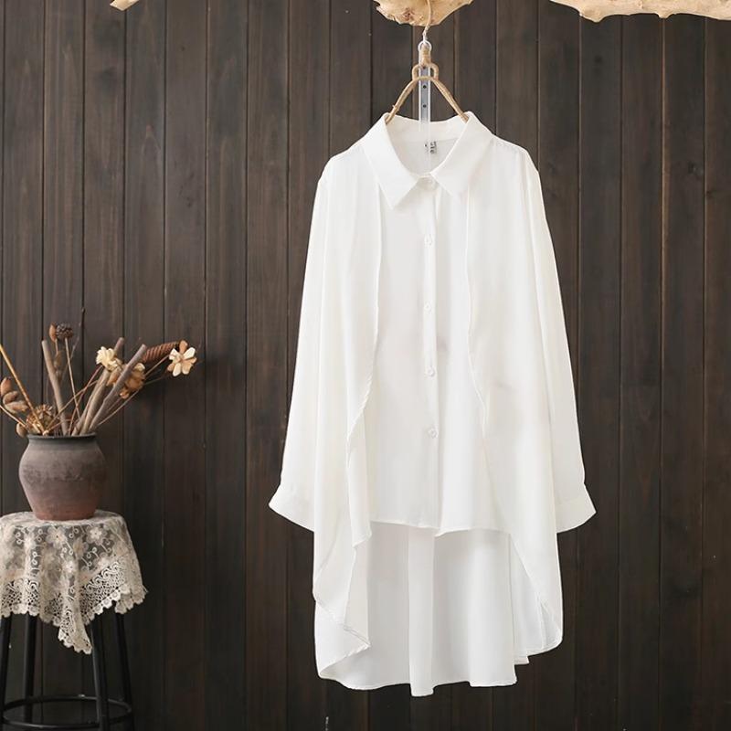 

DIMANAF 2024, весенняя длинная рубашка больших размеров, новая блузка, женская повседневная однотонная, с длинными рукавами, свободные женские топы, белый, черный