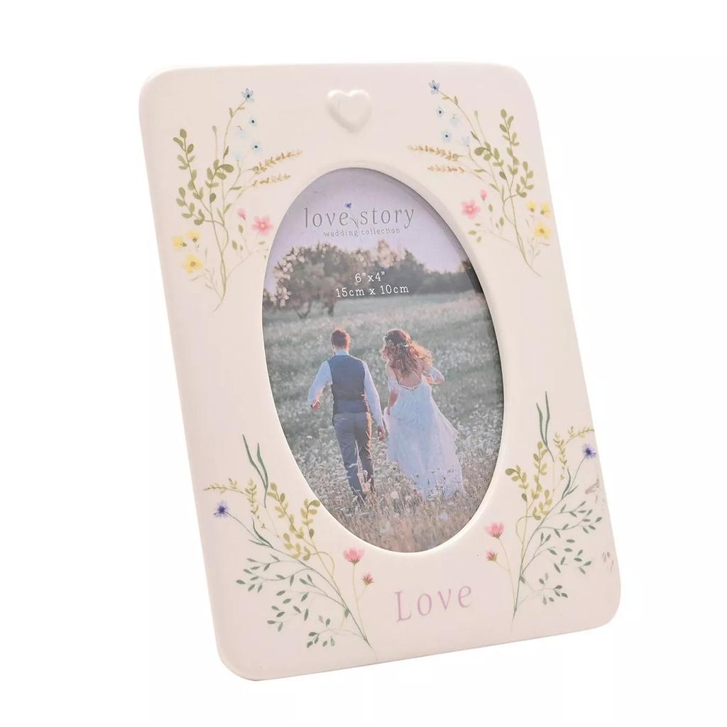 Celebrations Love Story Ceramic Floral Single Photo Frame