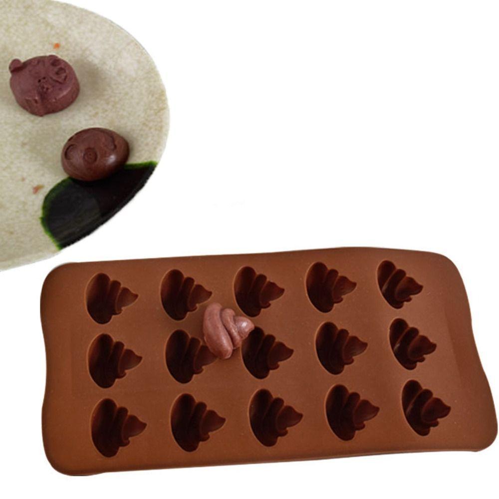 15 Grids Mini Poop Chocolate Mold Smile Face Pig Shaped Candle Mold Soap Mold  Cookies