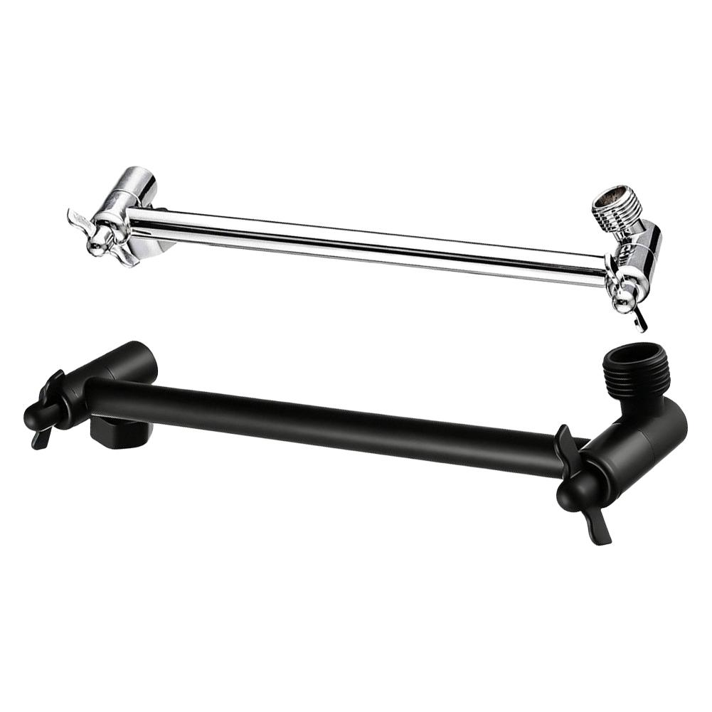 Stainless Steel Shower Arm Bracket Extension Rod for Overhead Shower Spray Adjustable Height 29x7x4cm Silver and Black