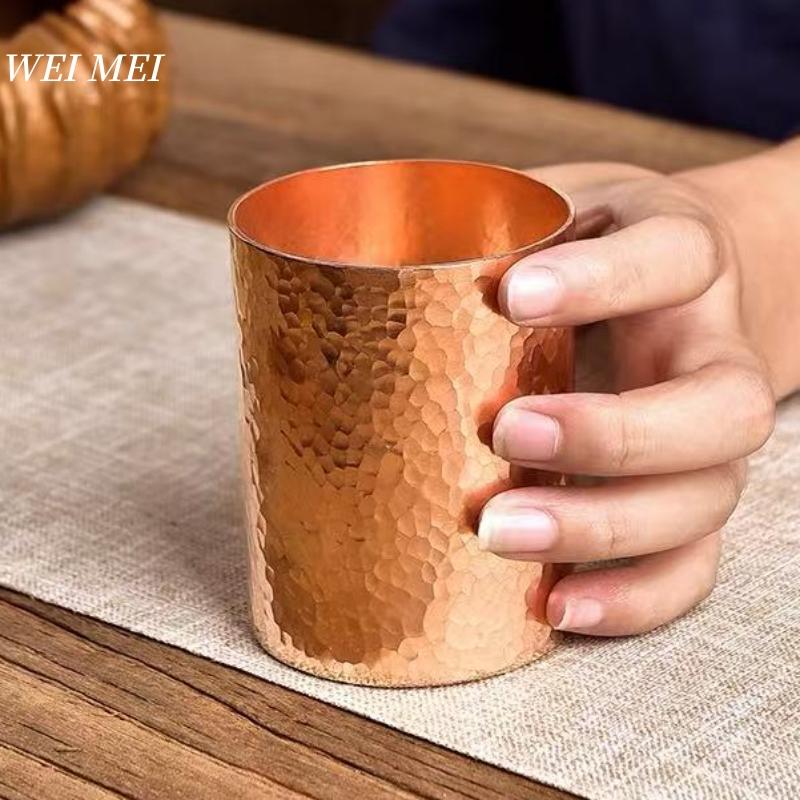 Multiple Sizes Vintage Pure Copper Breakfast Coffee Cup,Outdoor Water Mug,Handcrafted Hammer Texture Home Tea Cup Tableware