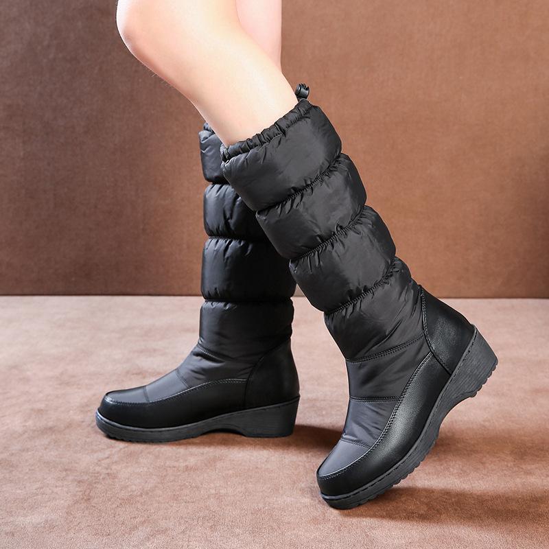 

Winter thickened velvet boots women s medium and short non-slip waterproof snow boots fashionable cold-resistant warm shoes elastic cotton boots 35