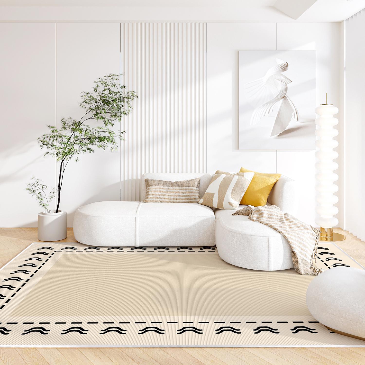 

Fluffy Soft Cream Rugs for Bedroom Large Plush Carpet Minimalist Lounge Rug Living Room Decoration 80*120cm