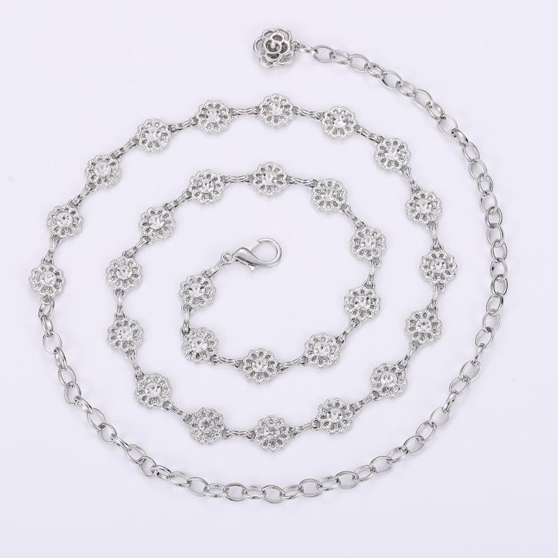 

Mei Mary New rhinestone-embellished women s metal waist chain - versatile dress hook adjustable decorative chain