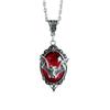 Gothic Vampire Bat Pendant Necklace with Black Gemstone - Halloween Gift