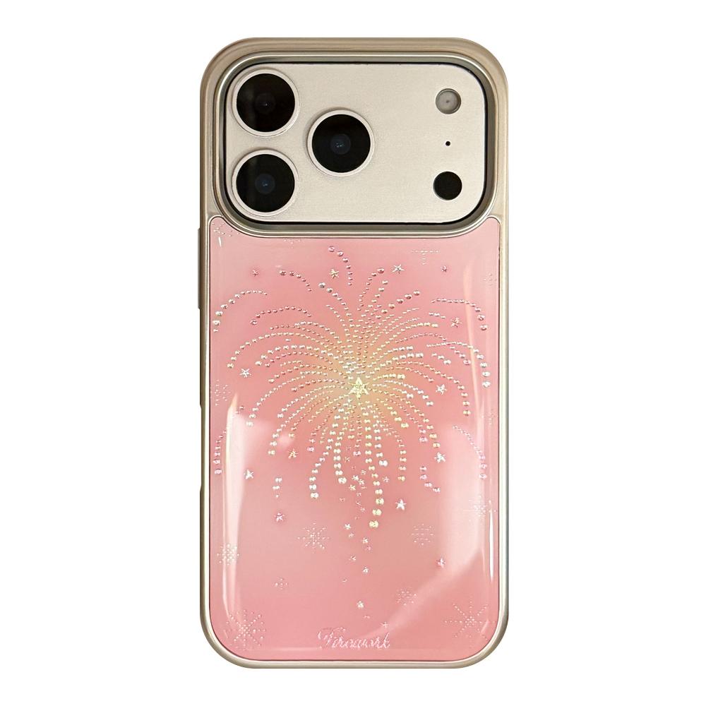 Pink Firework IPhone 17 Pro Max Apple 16 Phone Case, 15-inch Gold-plated, New Year's Atmosphere High-Quality Protective Case