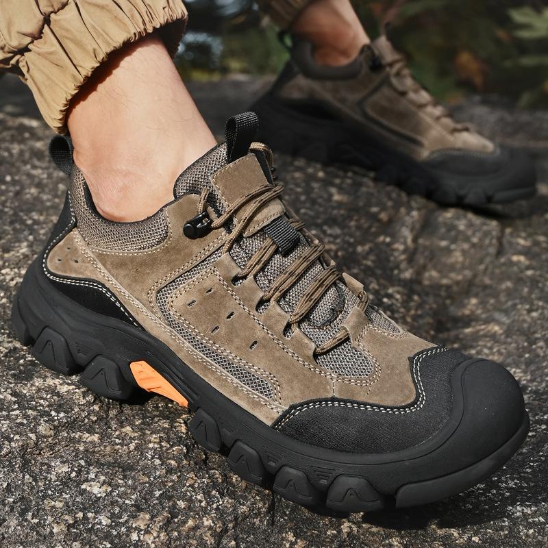 Mountaineering Men's Shoes Live Broadcast New Autumn Soft-soled Non-slip Bag Head Tooling Shoes Low-top Lace-up Thick-soled Outdoor Casual Shoes