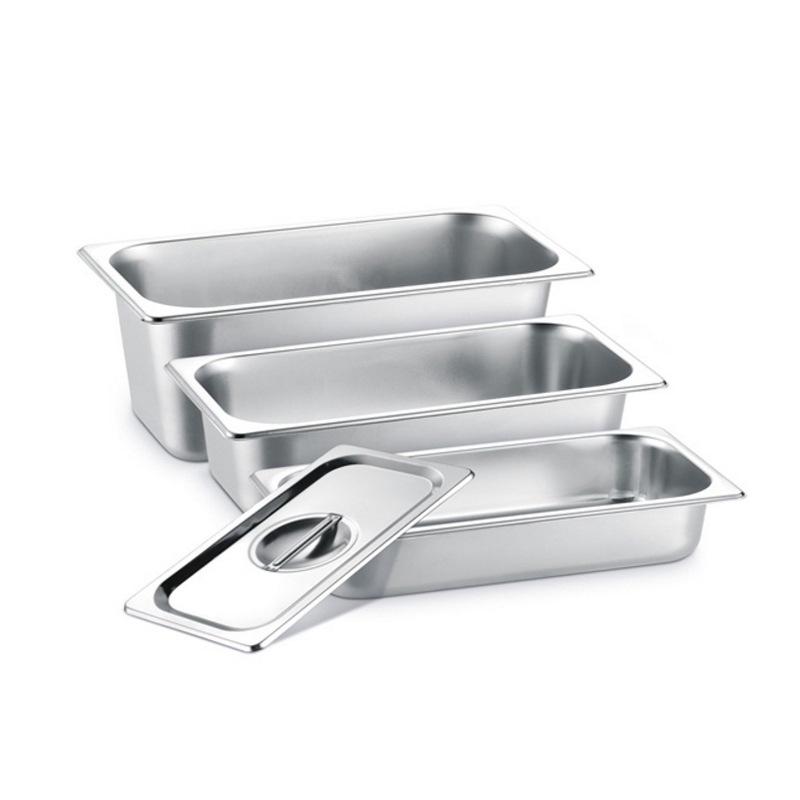Rectangular Stainless Steel Serving Pans with Lids - Ideal for Mala Tang, Vegetables, Milk Tea, and Ice Cream