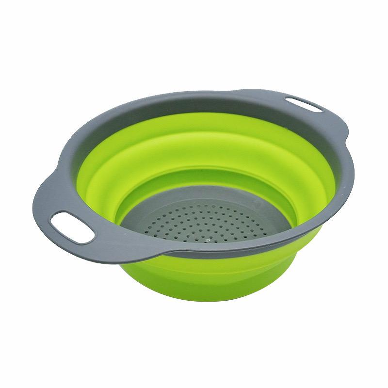 1/2pcs Silicone Round Folding Vegetable Fruits Washing Drain Basket Colander Strainer Collapsible Drainer Kitchen Tool