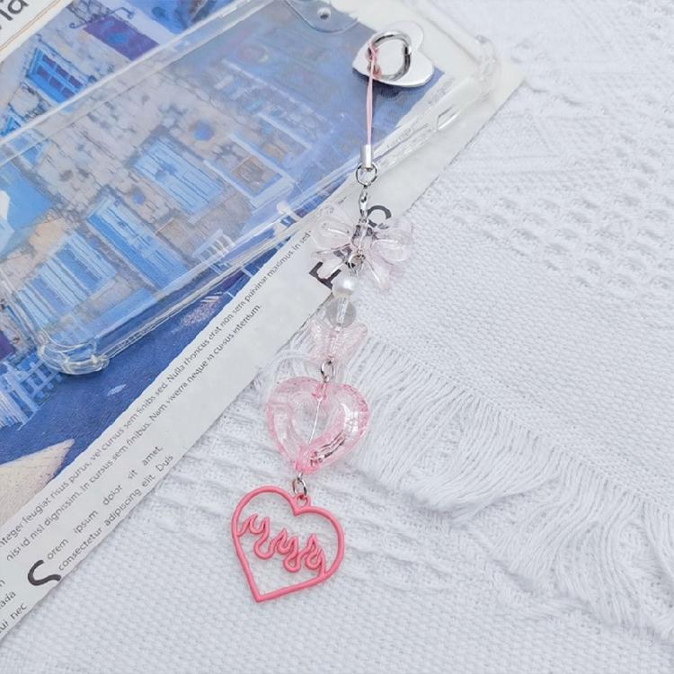 DIY Crystal Heart Phone Strap with Cute Bowknot Wing Heart Phone Strap Keychain