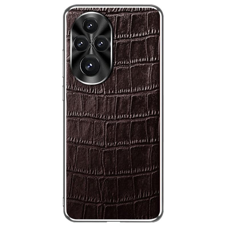 

Для Honor 200 Pro 5G Чохол Текстура крокодила Натуральна коров яча шкіра+ТПУ Чохол для телефону Coffee