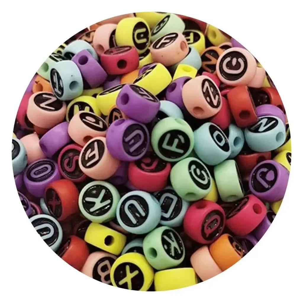 100/200/300/500pcs Acrylic Mixed Color Letter Beads Round Loose Spacer Russian Beads For Jewelry Making Diy Handmade Bracelet