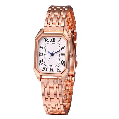 Orologio da donna analogico quadrato romano in acciaio inossidabile al quarzo per andare al lavoro o alla moda, regalo in oro rosa per la fidanzata, semplice, elegante, carino,