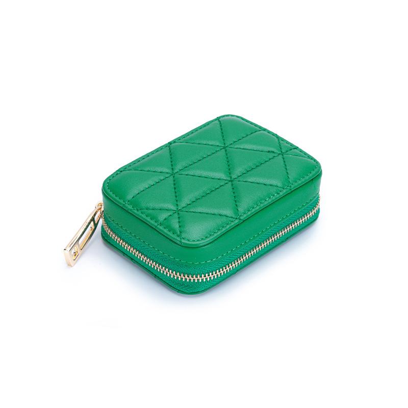 Leather makeup mouth red envelope women's new first-layer cowhide portable mirror cosmetic bag versatile storage small zipper bag