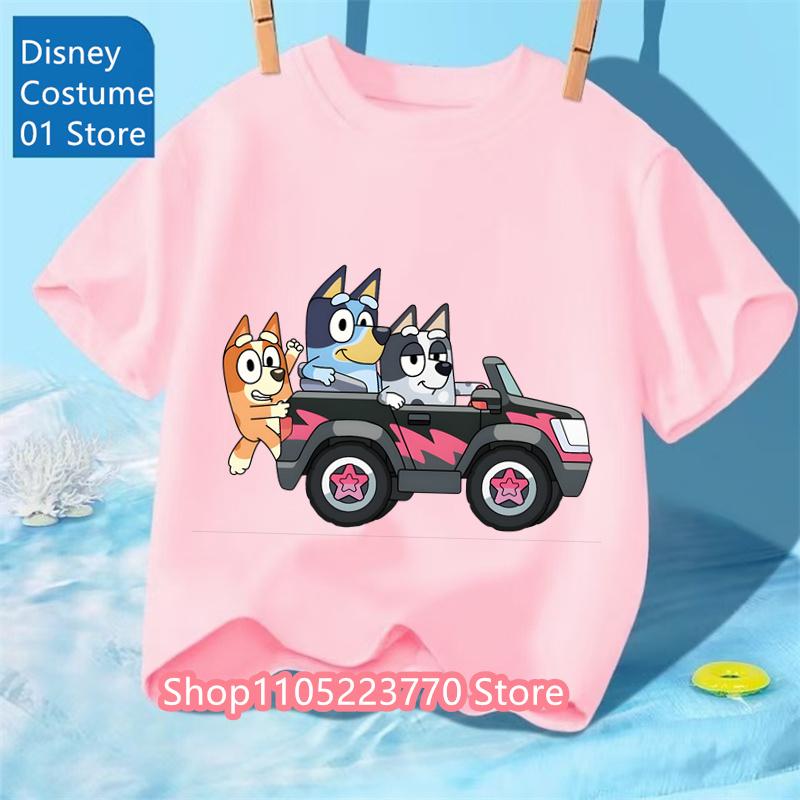 Unisex Toddler Bluey T-Shirt Fall Winter Short Sleeve Cute Cartoon Anime Print Soft Sweatshirt for Boys & Girls Casual Outfits