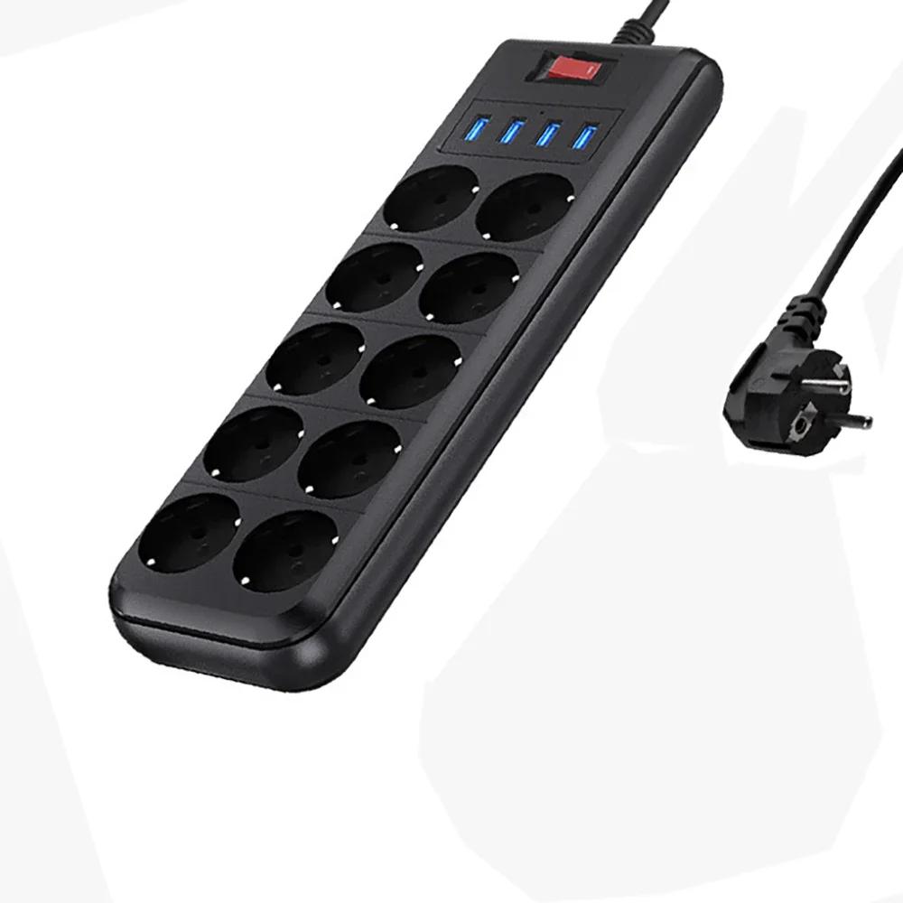 Melery Steckdosenleiste 10-fach AC-Steckdose EU-Steckdose USB-Ladeanschluss 2 m Verlängerungskabel Computer TV Smartphone Homekit-Geräte