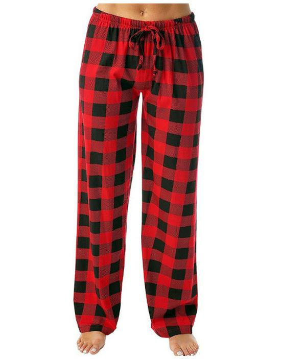 Women's Plaid Pajama Pants - Comfortable Elastic Waist Sleep Bottoms with Drawstring