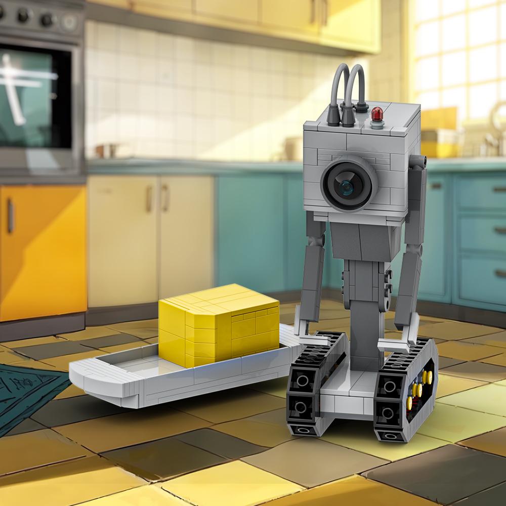 MOC Rick's Butterroboter-Modellbausteine, animierte Figur, Küchen-Kochroboter, DIY-Designspielzeug, Geschenk