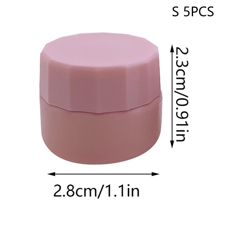 5Pcs 3/5G Empty Plastic Nail Art Cosmetic Round Containers Jar Small Sample Cream Pot Nail Gel Powder Box