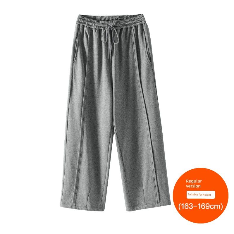Plus size women clothing [Fashionable Walking Sweatpants] Three Pants Length Chubby Girl High Waist Straight Loose Wide Leg Casual Pants