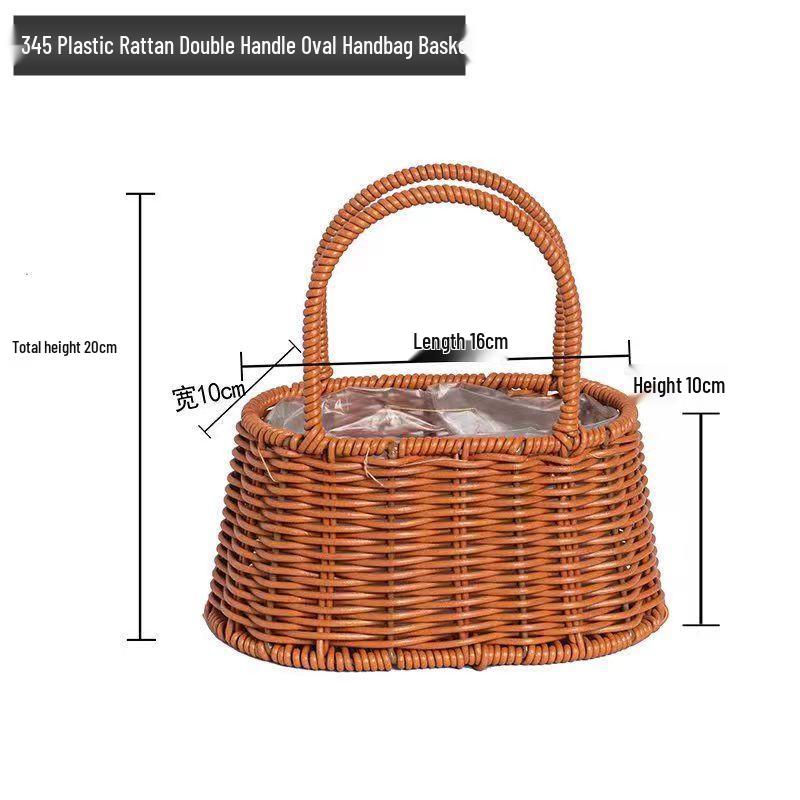 Pastoral Hand-Woven Rattan Willow Flower Basket Souvenir