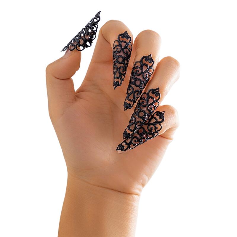

4Pcs Unique Gypsy Dubai Finger Adjustable Open Finger Rings For Women Trendy Vintage Punk Nail Ring Belly Dancer Cosplay Jewelry B