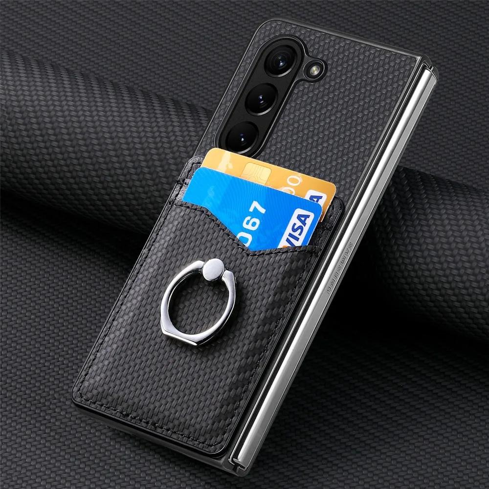 Wallet Phone Case with Credit Card Slot Holder Shockproof Ring Stand PU Leather Cover with Holder for Samsung Galaxy Z Fold 6 5 4 3 2 5G