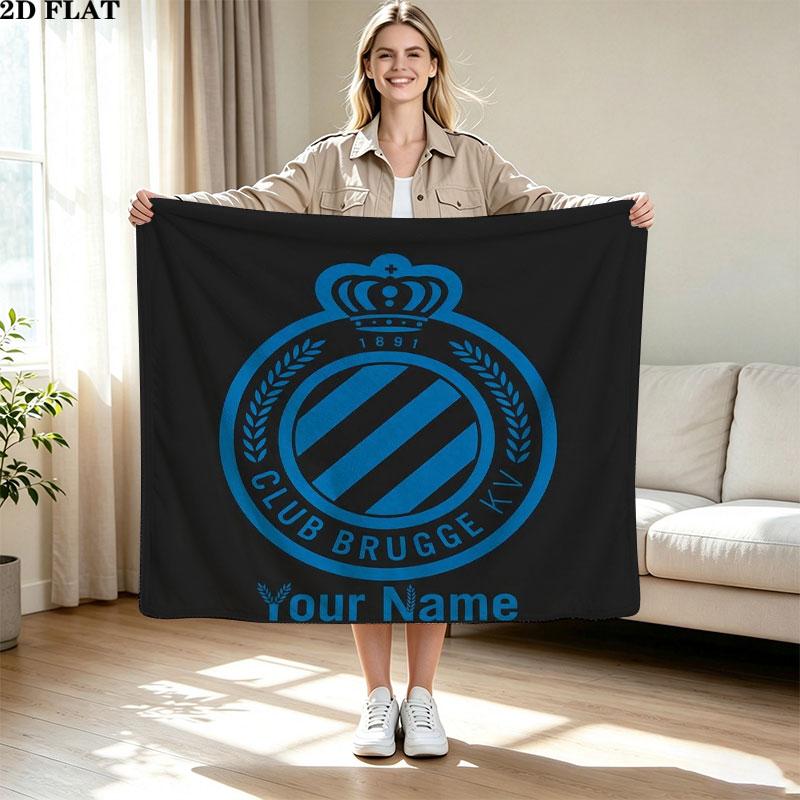 1PC Club Brugge KV Custom Name Patterned Flannel Blanket Suitable For All Seasons for Home Decor Warmth and Comfort Gifts Holiday Present