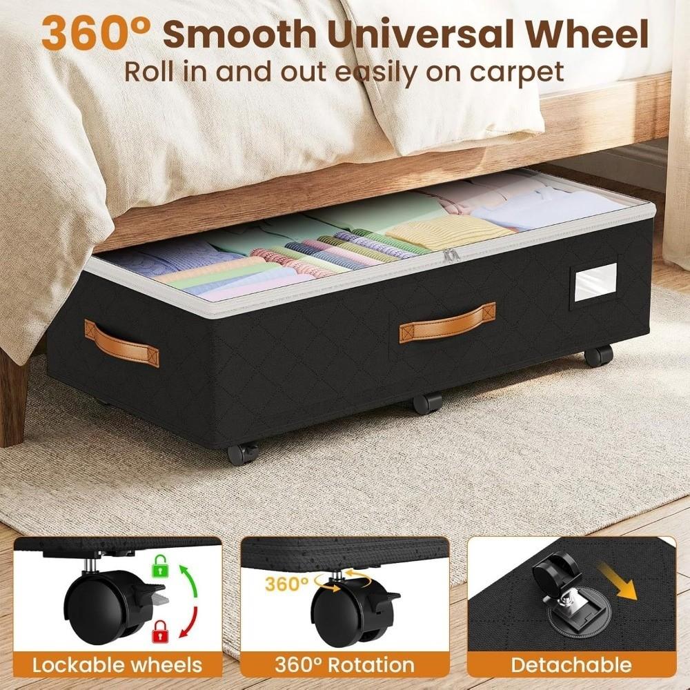 Stackable Rollable Storage Box Adjustable Closet Organizer Underbed Drawer with Wheels  Bedroom