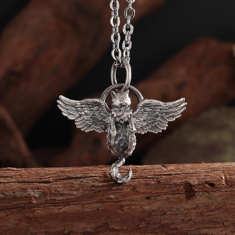 

Silver-Plated Cute Pet Cat Wings Animal Pendant Necklace Women s Personalized Fashion Jewelry Couple Gift