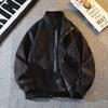 Locomotive leather jacket men's leather jacket spring and autumn ruffian handsome casual men's leather jacket men's handsome outer wear tops versatile