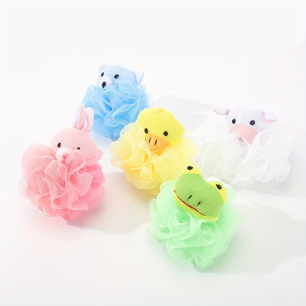 [Colorful Bath Tennis Balls] Cute Animal-shaped Bath XC, Soft Bath Tennis Balls with Lanyards, Gentle Exfoliating Body Scrub Tools, Bath Balls Suitabl