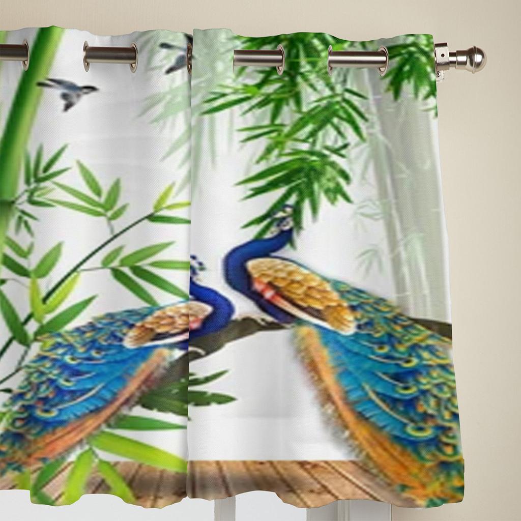 Beautiful Peacock Background Window Curtains For Living Room Luxury Bedroom Decor Drapes Kitchen Window Treatments Curtains