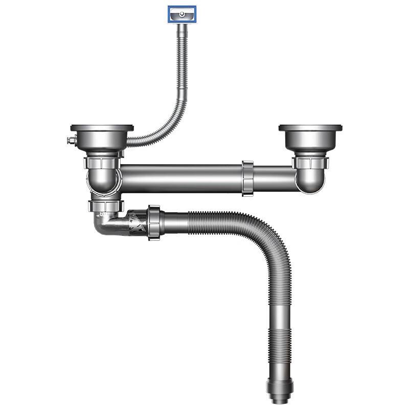 Kitchen Double Sink Side Drain Pipe Set