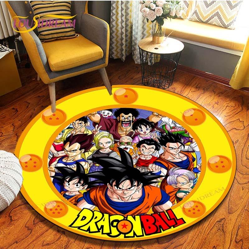 Anime Dragon Ball Goku Round Carpet  Living Room Non-slip Chair 3d Carpet Home Decor Tapis Salon Rugs Mats