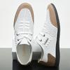 Men's Shoes Hollow Breathable Cowhide Soft Sole Four Seasons Leather Shoes Men's Inner Height Increase Thin White Casual Shoes 2025