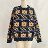 Autumn and Winter New Sweet and Cute Style Flower Jacquard Towel Embroidered Knitted Round Neck Thick Sweater for Women 3579 KTB