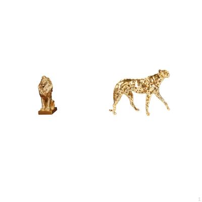 Majestic Lion Cheetah Sculpture Collectible Tabletop Ornament Art Figurine Decorative Centerpiece