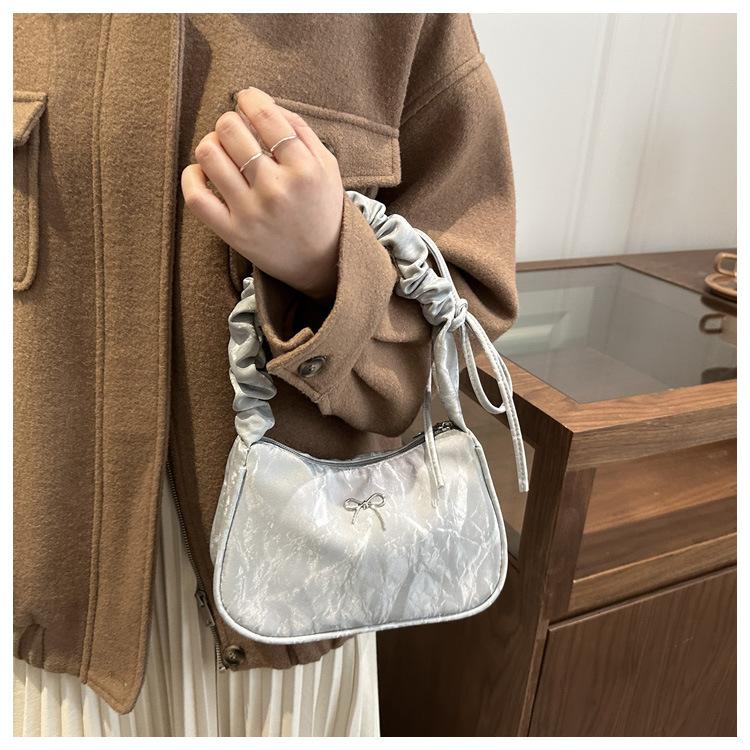 Korean Style Ruched High Aesthetic Armpit Bag for Women, Retro Single Shoulder Handbag, Personalized Handheld Purse