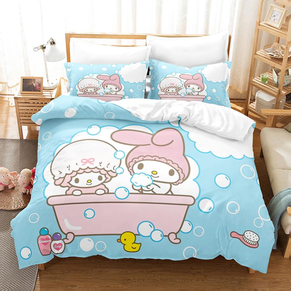 Melody Polished Four-Piece Cartoon Sanrio Autumn And Winter Warm Bedding Quilt Cover Pillowcase Mattress Sheet