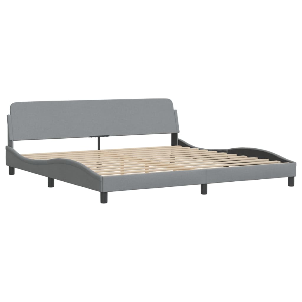 LED Bed Frame without Mattress  Hvar  Light Grey 200x200 cm Fabric