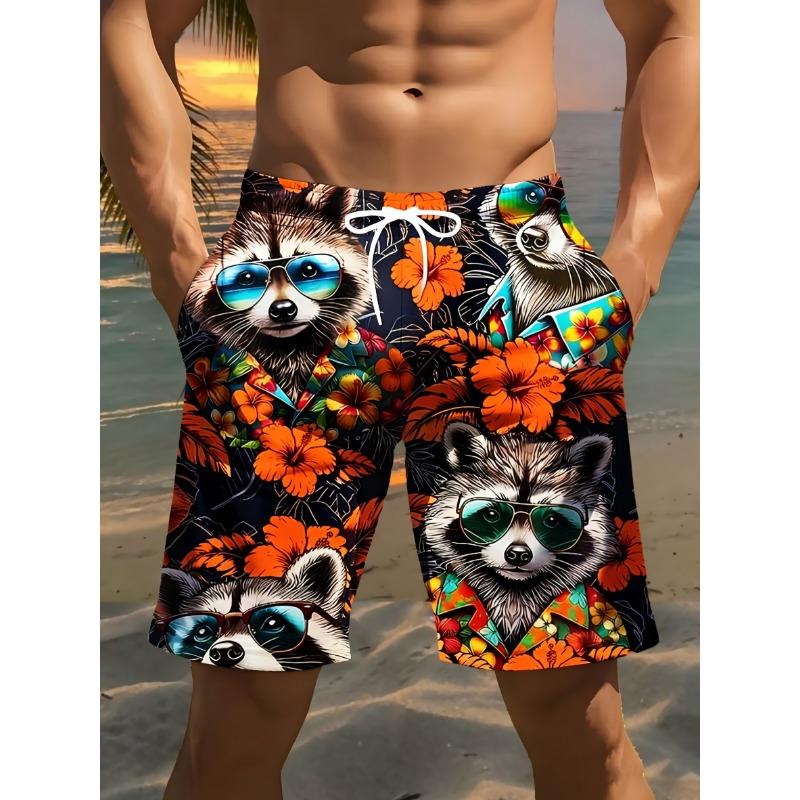 Men's Tropical Raccoon Digital Beach Shorts