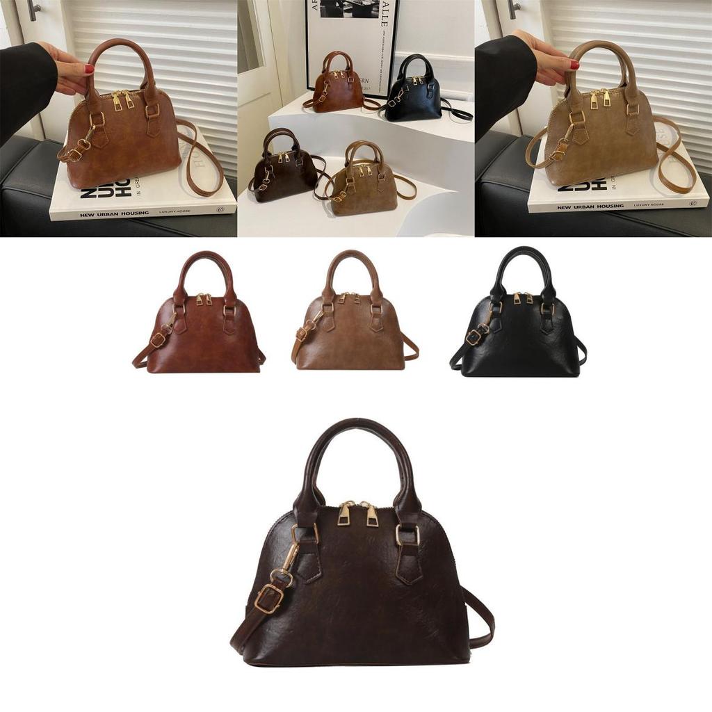 Stylish Vintage Shell Bag For Women 2023 Soft Pu Leather Handheld Shoulder Bag