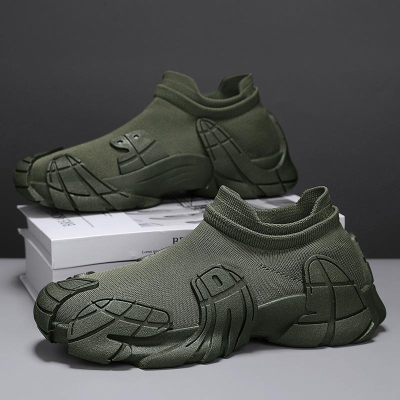 Flying Woven Socks Shoes Men's 2024 New Summer Men's Shoes Sports Trendy Shoes Teen Students Platform Mecha Shoes