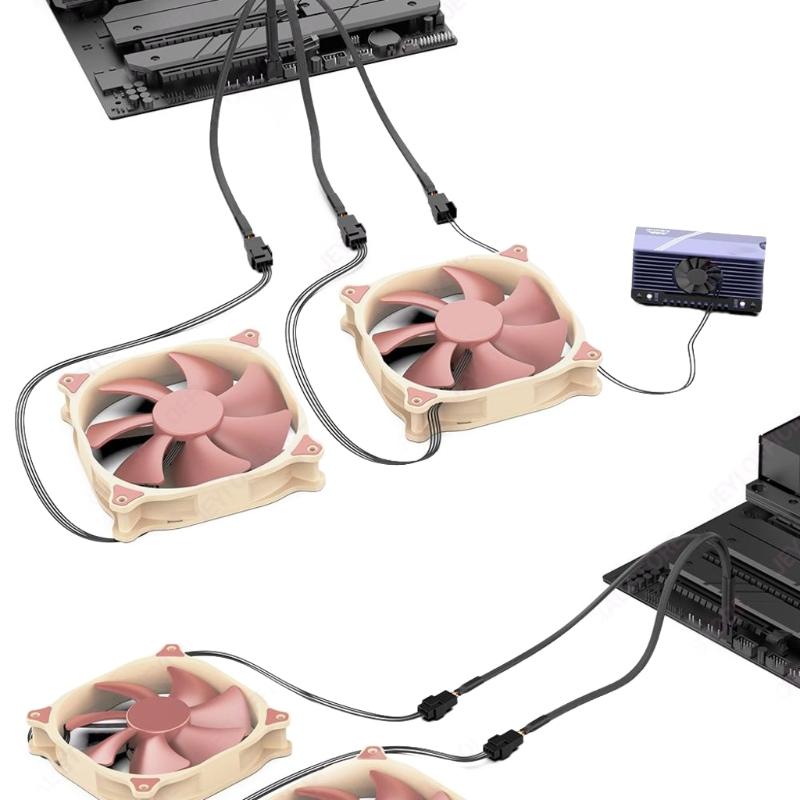Fan Adapter 1 To 4 Splitter Cable For PC Cooling Systems Supports Speed Controls And Overloads Protections