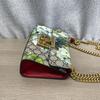 [Pre-Owned] Padlock Metal Lock Buckle Bag GG Blooms Logo Geranium Print Canvas And Leather Box Bag Chain Shoulder Crossbody Bag S - Very Good #19AOBGS