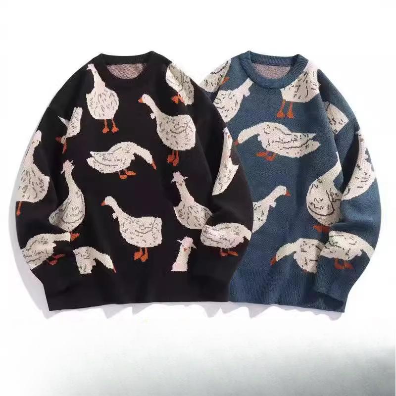 Japanischer Retro Übergröße Herren leichter feuchtigkeitstransportierender Pullover - Rundhalsausschnitt, lockere Passform, modischer und trendiger verdickter Wärmeeffekt